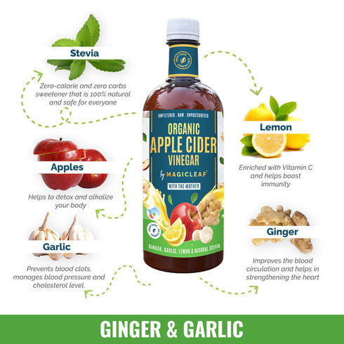 Magicleaf Organic Himalayan Apple Cider Vinegar with Ginger and Garlic 750ml